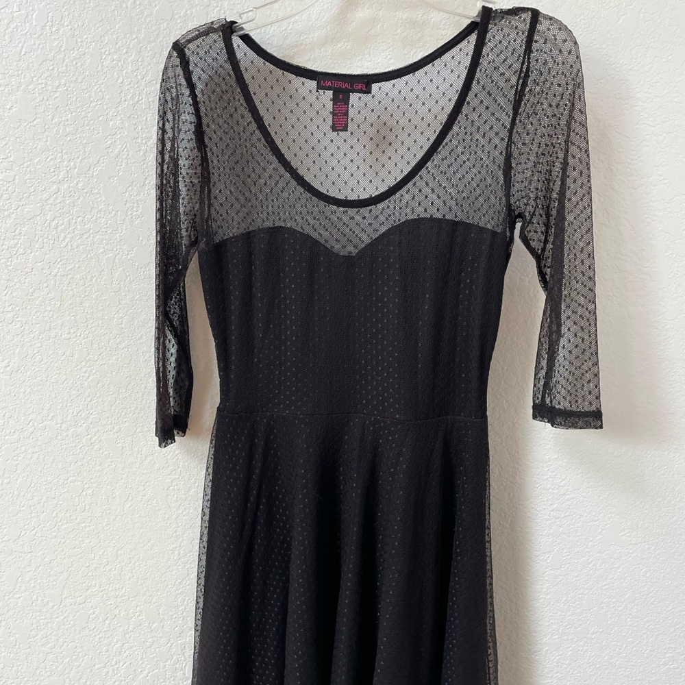 Material Girl, black stretch lace juniors dress.